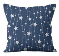 Federa etnica in lino con motivi di stelle e punti bianchi su uno sfondo blu scuro - Stelle e Puntini Blu Notte Bianco (YMD21-4)