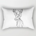 Modern white rectangular cushion cover featuring a black geometric elk deer head design - Cover Only / Geometric Elk (DRD227-18)