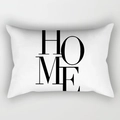 Modern minimalist white rectangular pillowcase featuring bold black HOME letter print - Cover Only / HOME Art Letters (DRD227-19)