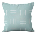 Housse de coussin en lin bleu clair avec motif géométrique blanc pour canapé - Motif de Matrice Géométrique à Lignes Courtes (YMD19-20)