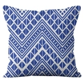 Fodera per cuscino moderna con motivi geometrici blu e bianchi in tessuto di tela - Pelle di Pesca Stampa Singola Faccia / Reticolo di Rombi Geometrici (CRD23-3)
