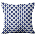 Fodera per cuscino moderna con motivo Shippo blu per divano e decoro casa - Pelle di Pesca Stampa Singola Faccia / Anelli Geometrici Incastrati (CRD23-4)
