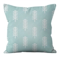 Housse de coussin carrée en lin avec motifs de pins blancs sur un fond bleu-vert clair - Motif de Pin Minimaliste Nordique (YMD19-22)