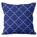 Navy blue throw pillow cover with white Moroccan quatrefoil geometric pattern - Moroccan Geometric (CRD23-5)