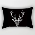 Modern black rectangular cushion cover with white geometric polygonal deer head design - Cover Only / Geometric Deer Head (DRD227-22)