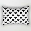 Modern minimalist lumbar pillow cover with black heart pattern on white fabric - Cover Only / Black Hearts (DRD227-24)