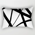 Modern black and white geometric rectangle pillow cover with abstract lines - Cover Only / Abstract Messy Lines (DRD227-26)