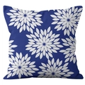 Blue and white floral throw pillow cover with navy chrysanthemum petal pattern - Large Radiating Petals (CRD23-7)