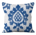 Blue and white Ikat pattern linen throw pillow cover with abstract geometric design - Navy White Abstract Geometric (YMD21-9)