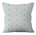 Housse de coussin en lin avec motifs géométriques à vagues vert menthe sur beige - Vague Abstraite Vert Menthe (YMD19-25)