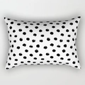 Modern minimalist white rectangular pillow cover with hand-drawn black polka dot patterns - Cover Only / Hand-painted Dots (DRD227-28)
