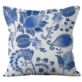 Modern square pillowcase with blue floral geometric pattern on high-quality fabric - Paisley Floral (CRD23-10)