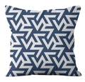 Navy blue and white geometric triangle pattern linen pillowcase for sofa decor - Navy White Interwoven Triangles (YMD21-12)