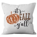 Square fall pillow cover featuring a bright orange pumpkin and artistic seasonal text - Linen / Hand-painted Orange Pumpkin (DRD172-4)