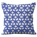 Modern square pillow cover with blue and white geometric tile pattern for sofa - Starry Geometric Oval (CRD23-11)