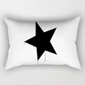 Modern white rectangular cushion cover with black dripping star pattern and fine texture - Cover Only / Art Star (DRD227-31)