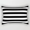 Modern minimalist lumbar pillow cover featuring classic black and white horizontal stripes - Cover Only / Horizontal Stripes (DRD227-32)