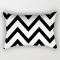 Modern rectangular lumbar pillow cover with black and white chevron wave pattern - Cover Only / Chevron Wave (DRD227-33)