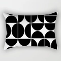 Modern rectangular black and white geometric pillow cover with circle pattern - Cover Only / Circular Geometry (DRD227-34)