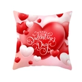 Detail eines quadratischen Valentinstag-Kissenbezugs mit roten und weißen 3D-Herzen - 45x45 cm / Rosa HAPPY Valentine's Day (DRD316-26)