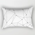 Modern minimalist white rectangular pillow cover with black geometric grid and dot patterns - Cover Only / Dotted Line Grid (DRD227-38)