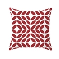 Modern Nordic geometric square cushion cover with red and white leaf pattern on white background - Red White Geometric Style (DRD212-16)