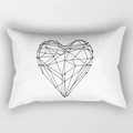 Modern white lumbar pillow cover with a black geometric heart pattern design - Cover Only / Geometric Line Heart (DRD227-39)