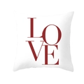 Detailed view of white square pillowcase featuring a bold red LOVE letter print - Red LOVE Style (DRD212-15)
