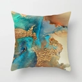 Detailed texture of watercolor throw pillow cover with abstract golden foil leaf marble patterns - 18x18 Inch / DRD323-7