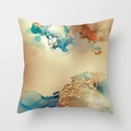 Detail of Nordic watercolor pillowcase with gold foil texture and fluid marble pattern - 18x18 Inch / DRD323-8