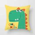 Gelber Kissenbezug mit Cartoon-Dinosaurier und Cool Dude Schriftzug für Kinderzimmer - Zitronengelber Cool Dude Dinosaurier Stil (DRD322-7) / 45x45 cm