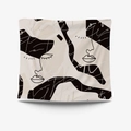 Minimalist cat art tapestry featuring female facial line drawing with stylish typography - 95x73cm Brushed Fabric / Modern Minimalist Line Face Printed Style (GT31-6)