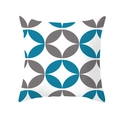 Modern Nordic square cushion cover with blue and gray geometric circle patterns - Blue Gray Circle Style (DRD212-6)