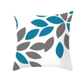 Minimalist Nordic geometric pillowcase with teal and grey abstract leaf pattern print - Blue Gray Leaf Style (DRD212-7)
