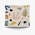 Abstract modern tapestry featuring organic shapes in navy blue, ginger and dusty rose - 95x73cm Brushed Fabric / Abstract Art Style (GT31-9)