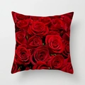 Housse de coussin carrée avec imprimé bouquet de roses rouges éclatantes - Style Bouquet de Roses Rouges Réaliste (DRD307-3)