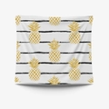 Pink minimalist wall tapestry with gold glitter pineapples and black stripes - 95x73cm Brushed Fabric / Golden Pineapple (GT30-17)