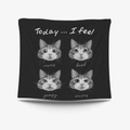 Cartoon cat tapestry with four emotional expressions on black fabric wall hanging - 95x73cm Brushed Fabric / Cat Emotions Style (GT31-18) / [product Attributes] This Appears To Be A Tapestry Or Decorative Wall Hanging With A Black Background And White Pattern. The Material Is Estimated To Be Fabric Or Polyester Using A Printing Process. The Pattern Design Is Themed Around Cat Emotions Featuring Four Vivid Hand-drawn Cat Head Illustrations Corresponding To Four Emotional States: Curiosity Boredom Irritability And Anxiety. [visual Presentation] The Image Is A Single-item Display Using A Centered Composition With A Neat Layout. The Background Is A Light Gray To White Gradient With Natural Soft Shadows At The Bottom Adding A Sense Of Depth. The Image Quality Is High With Sufficient Resolution And No Jagged Edges. The Aesthetic Appeal Is High With An Overall Score Of 8.5. The Black White And Gray Tones Are Highly Unified The Visual Center Is Clear And The Emotional Expression Is Interesting And Sophisticated. [text Content] All Text Such As "today... I Feel" And The Emotional Words Below Is Product Text Which Is Part Of The Product's Decorative Design And Requires No Processing. [logistics Labels] None. [infringement Risk] Product Infringement: None. It Belongs To A General Cat Illustration Style With No Specific Ip Identification And A Probability Of [0.1]. Background Infringement: None. 【product Parameters】the Color Is 【black White And Gray Tones】and Contains 【four Sets Of Text And Patterns】.