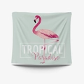 Pink flamingo tropical paradise tapestry in light green fabric for wall hanging decor - 95x73cm Brushed Fabric / Flamingo Paradise (GT30-18)