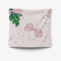 Pink and white striped tapestry with ribbon bows, green leaves and gold sequins - 95x73cm Brushed Fabric / Pink Ribbon (GT30-19)