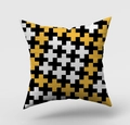 Nordic geometric cross pillow cover in black, white, and mustard yellow block pattern - Yellow Black And White Geometric Cross Pattern (DRD146-7) / 45x45cm(Cover Only)