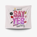 Say Yes gradient lettering tapestry with cartoon lips and hearts decorative fabric - 95X73 Brushed Fabric / SAY YES Fashion Sequin Style (GT31-23)