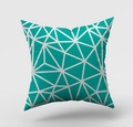 Modern teal cushion cover with white geometric triangle pattern for home sofa decor - Teal Blue With White Triangles (DRD146-11) / 45x45cm(Cover Only)