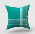Modern teal geometric throw pillow cover with white abstract grid pattern for home decor - Teal Blue With White Grid Lines (DRD146-12) / 45x45cm(Cover Only)