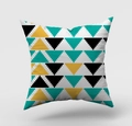 Nordic geometric throw pillow cover with yellow and teal pixelated triangle pattern - Multicolor Pixelated Geometric Triangles (DRD146-15) / 45x45cm(Cover Only)