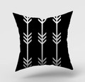Modern Nordic pillow cover featuring white arrow geometric patterns on a black background - Black Background With White Arrows (DRD146-16) / 45x45cm(Cover Only)