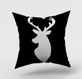 Nordic minimalist square cushion cover featuring a black and white reindeer silhouette - Black And White Nordic Elk Silhouette (DRD146-17) / 45x45cm(Cover Only)