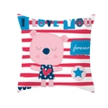 Cartoon bear pillowcase with red stripes and I Love You text for kids room decor - 18x18 Inch / Pink Dress Bear Style (DRD234-30)