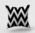 Nordic square pillow cover featuring modern black and white geometric wave patterns - Black And White Chevron Waves (DRD146-18) / 45x45cm(Cover Only)