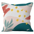 Federa per cuscino astratta Morandi con foglie e forme geometriche dai colori vivaci - 45x45 cm / Stile geometrico botanico astratto 1 (CRD12-1)